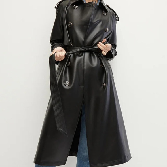 Veronica Beard Vegan Leather Trench Coat - Picture 2 of 5